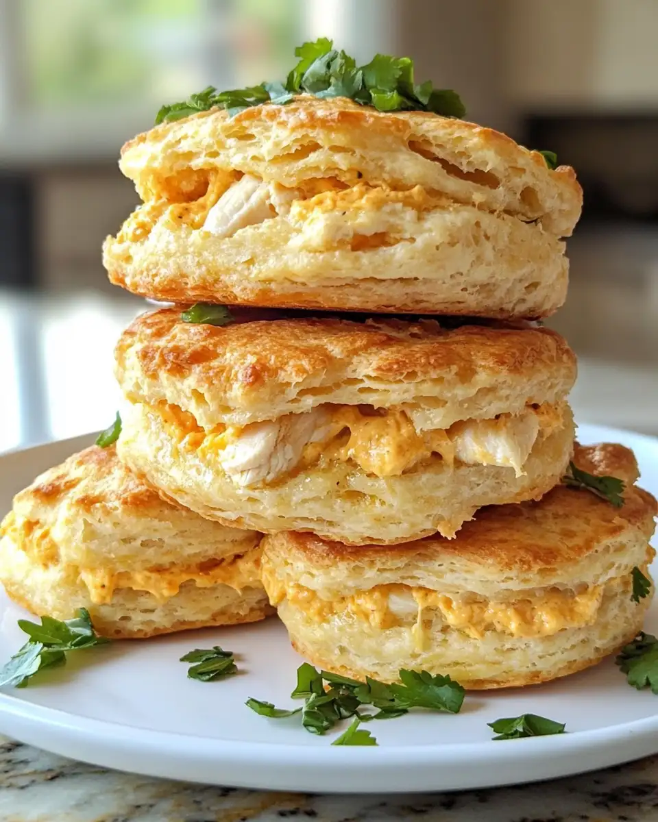 Sky-High Flavor: Buttermilk Chicken & Jalapeño Cheddar Biscuit Towers 4 Final dish - Sky-High Flavor: Buttermilk Chicken & Jalapeño Cheddar Biscuit Towers