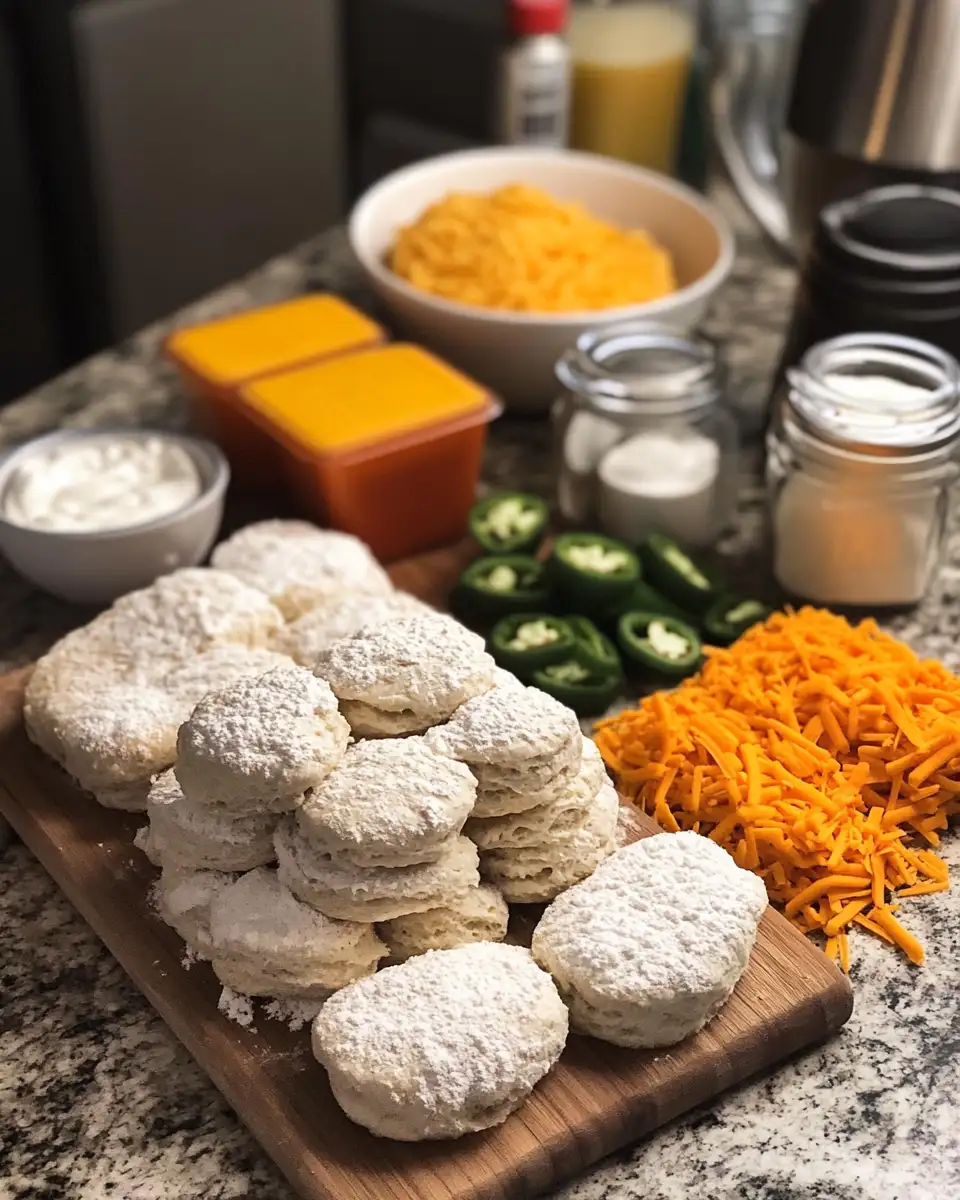 Stacked Flavor: Buttermilk Chicken & Jalapeño Cheddar Biscuit Towers 4 Ingredients for Stacked Flavor: Buttermilk Chicken & Jalapeño Cheddar Biscuit Towers