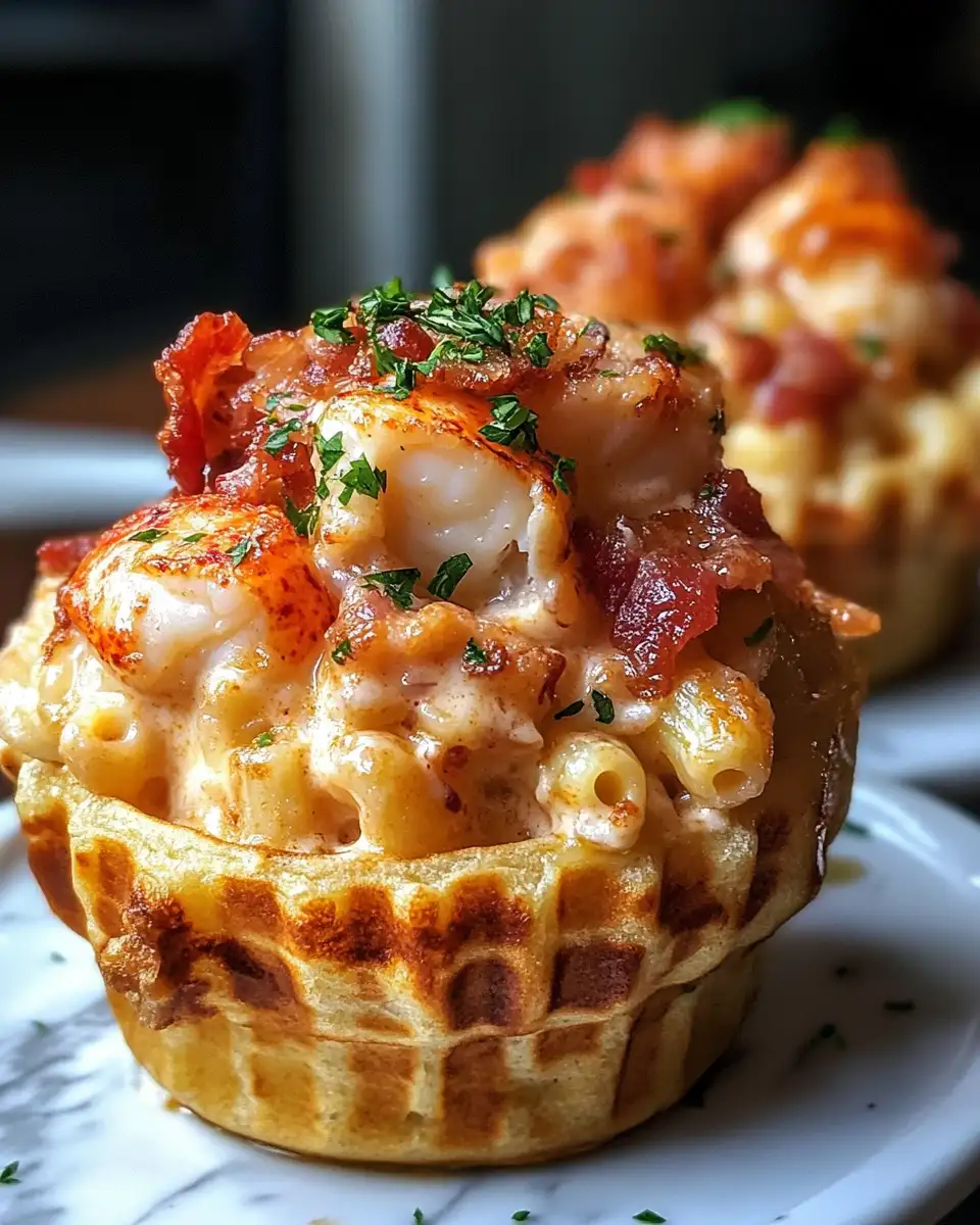 Irresistible Cajun Lobster & Bacon Mac Croissant Waffle Cups for the Ultimate Comfort Food Experience - Featured Image