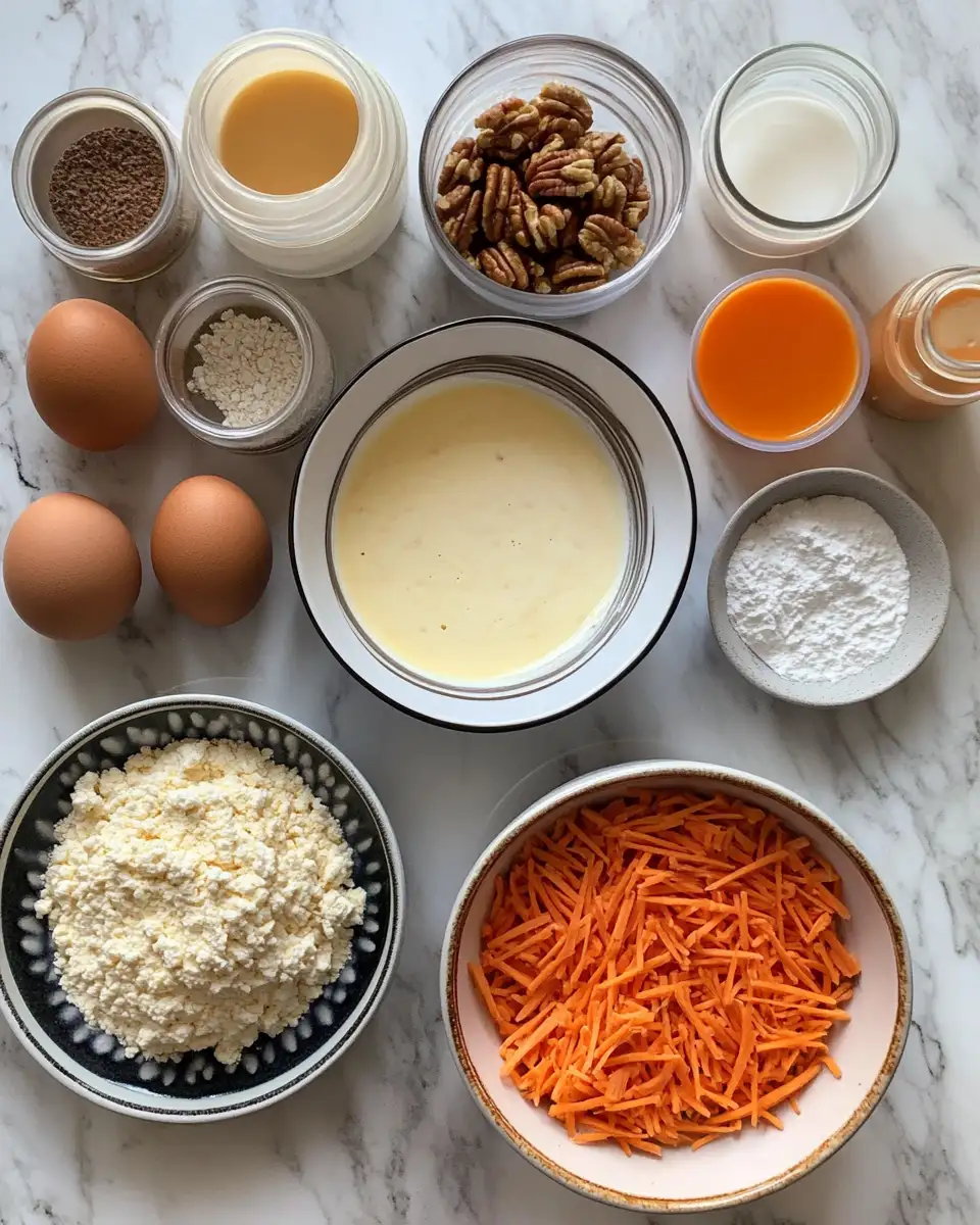 Decadent Carrot Cake Cheesecake with Irresistibly Creamy Topping 4 Ingredients for Decadent Carrot Cake Cheesecake with Irresistibly Creamy Topping