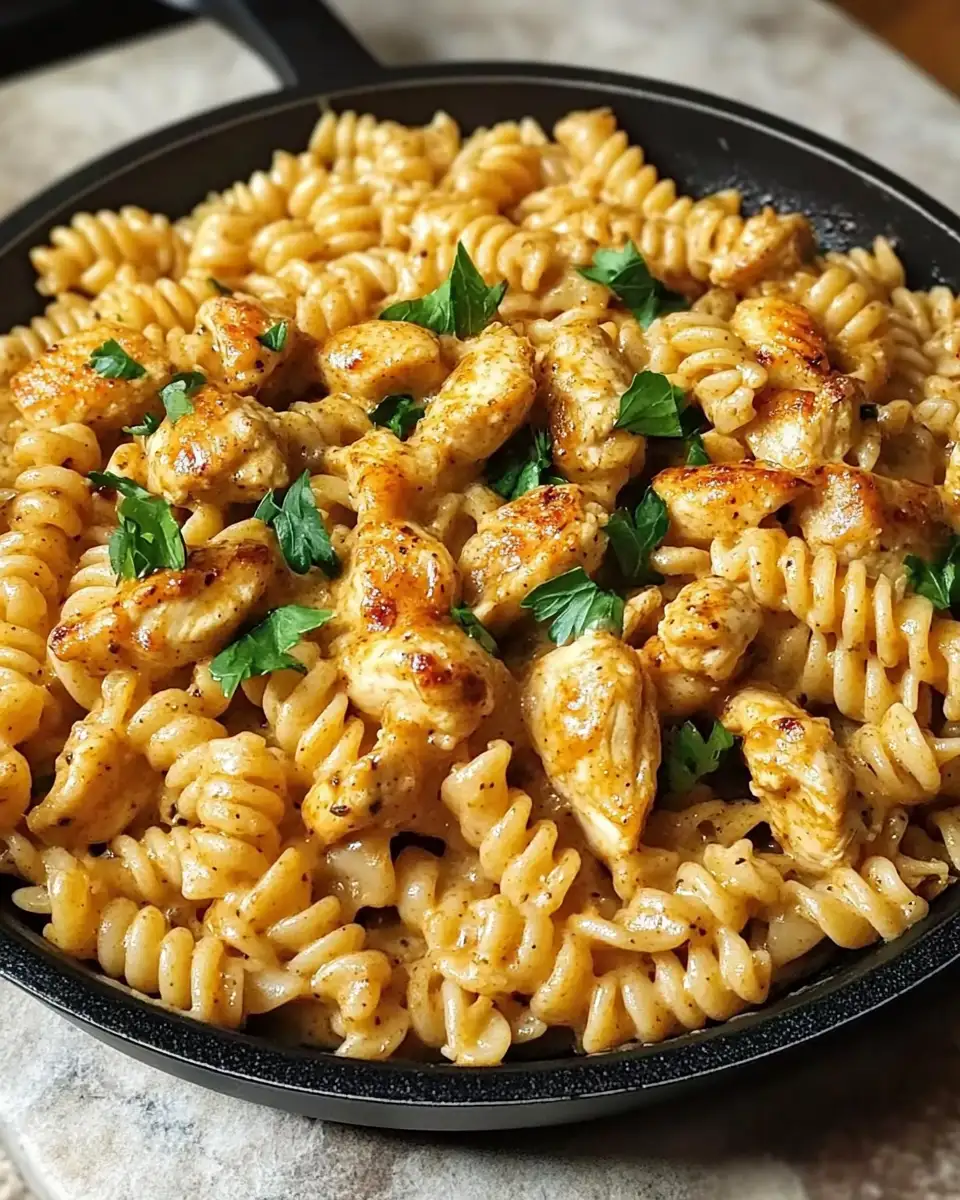 Savor the Flavor: Cheesy Cajun Garlic Chicken Rotini Skillet Recipe - Featured Image