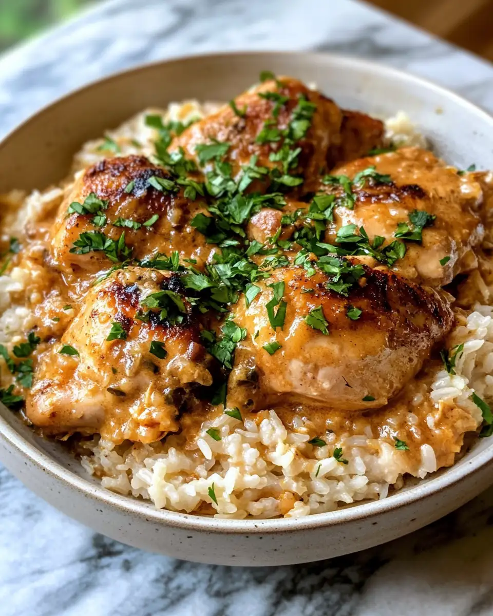 Irresistibly Creamy Smothered Chicken and Rice Recipe Delight 6 Final dish - Irresistibly Creamy Smothered Chicken and Rice Recipe Delight