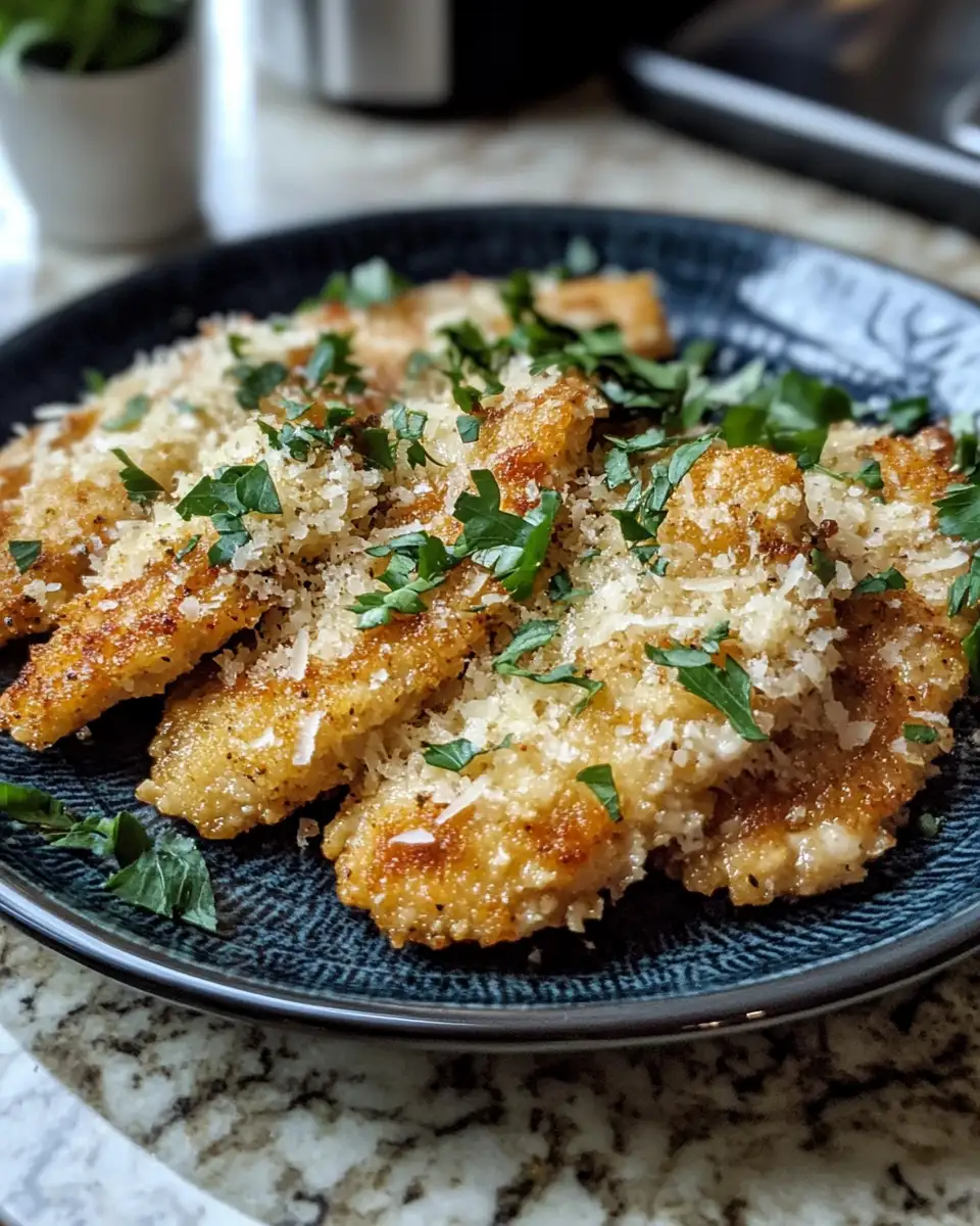 Final dish - Crispy Parmesan Chicken Meets Its Match in a Sumptuous Garlic Sauce