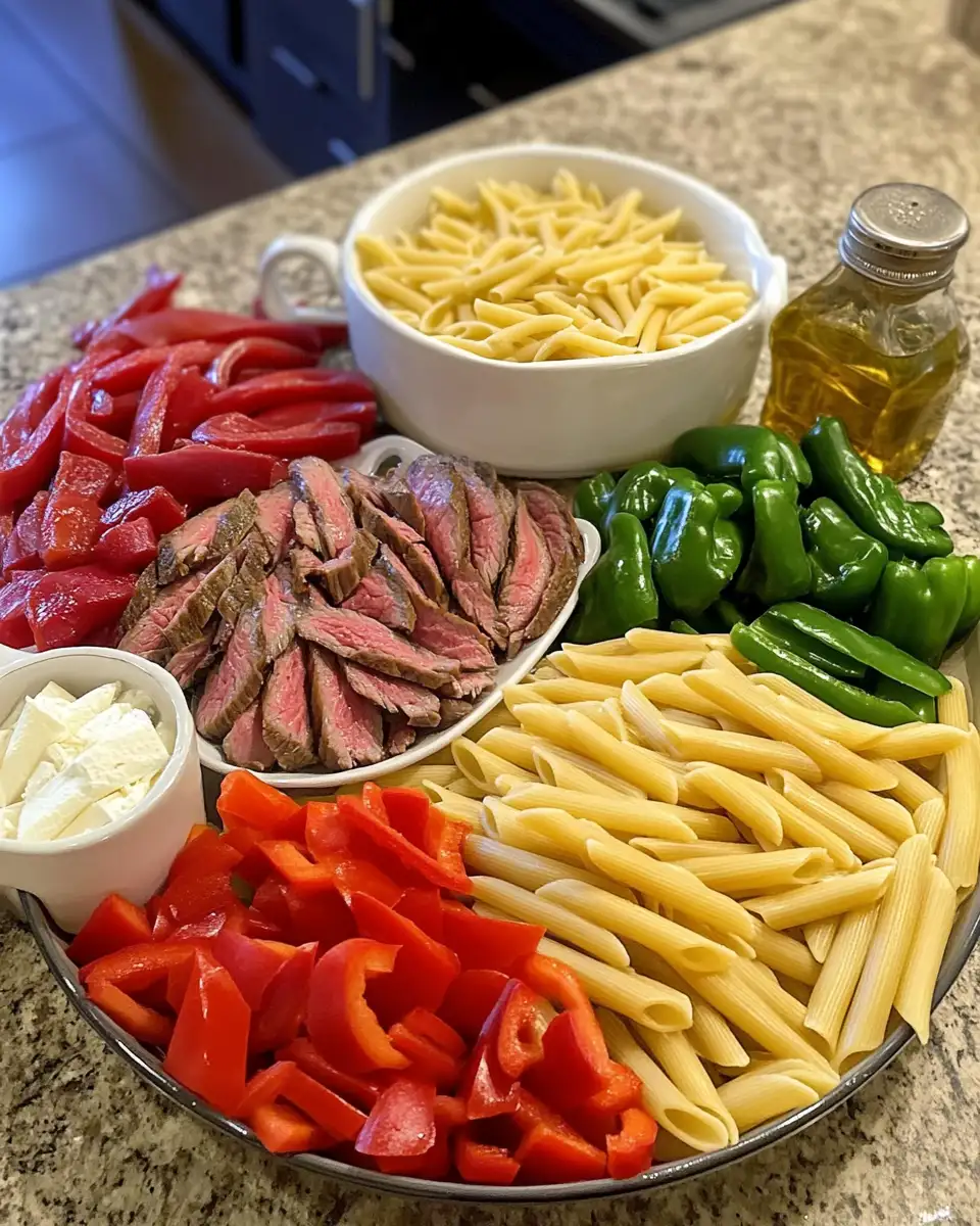Mouthwatering Philly Cheese Steak Pasta: Perfect for Family Dinners 4 Ingredients for Mouthwatering Philly Cheese Steak Pasta: Perfect for Family Dinners