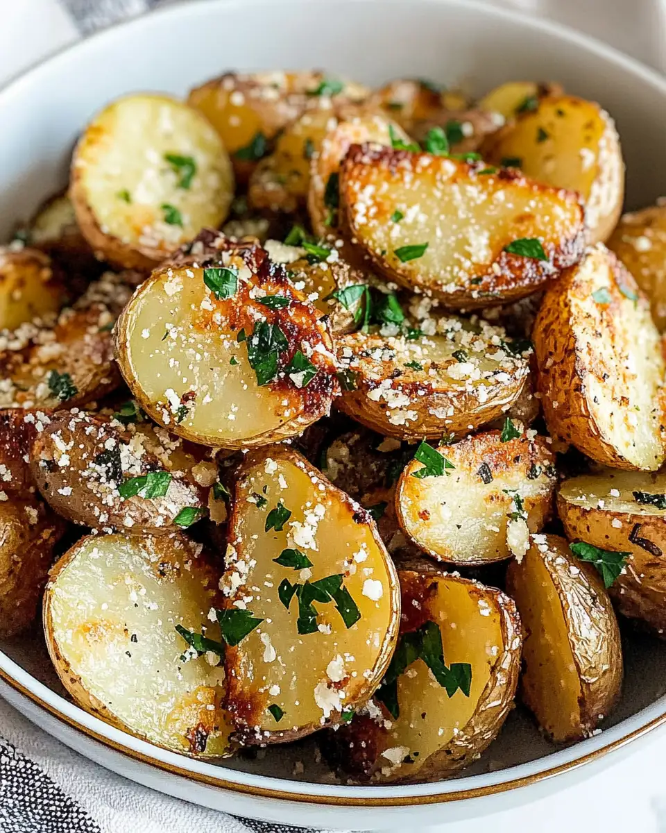 Irresistibly Delicious Roasted Garlic Parmesan Potatoes Recipe - Featured Image