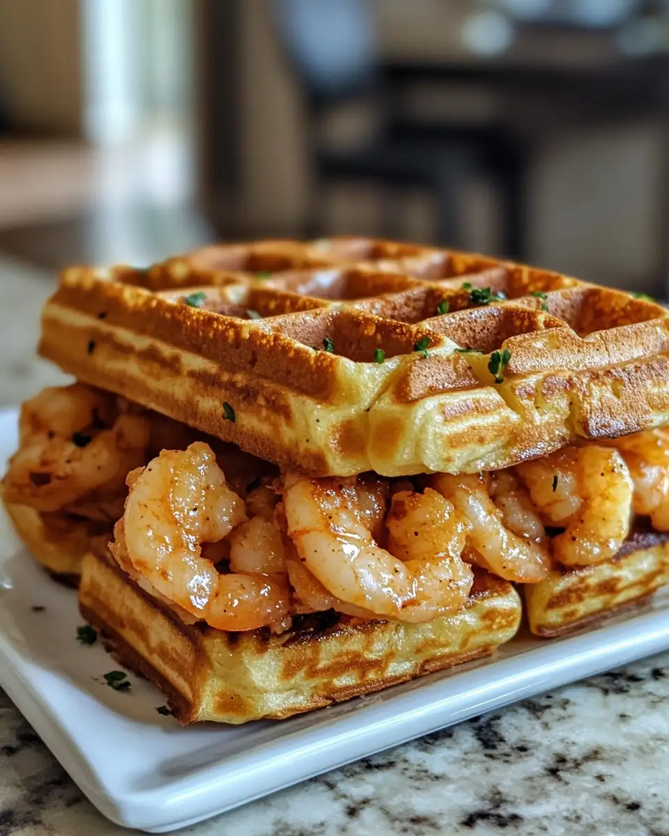Savor the Explosion of Flavor with Garlic Butter Shrimp & Mac Waffle Sandwich Bombs - Featured Image