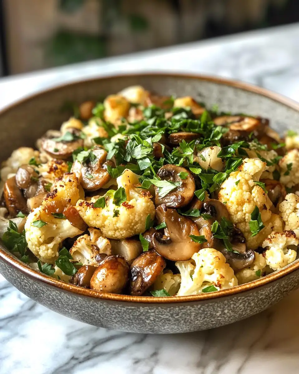 Savor the Flavor: Easy Garlic Mushroom Cauliflower Skillet Recipe 6 Final dish - Savor the Flavor: Easy Garlic Mushroom Cauliflower Skillet Recipe