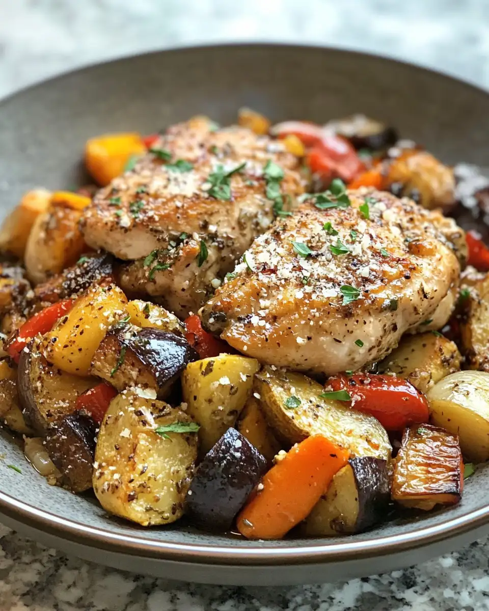 Savory Garlic Parmesan Crockpot Chicken and Veggies Delight 6 Final dish - Savory Garlic Parmesan Crockpot Chicken and Veggies Delight