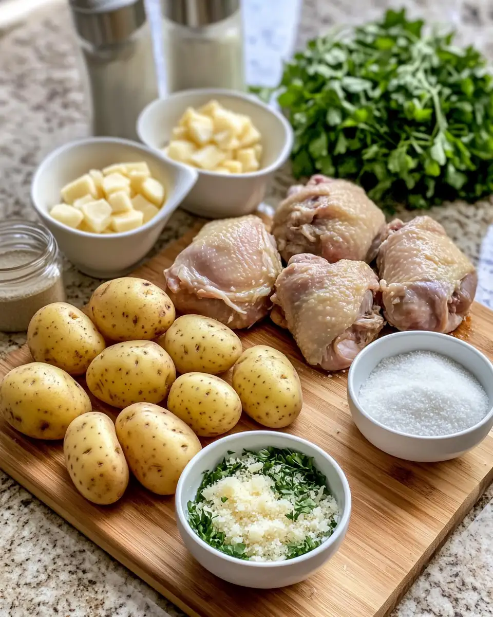 Savor the Flavor: Garlic Parmesan Crockpot Chicken and Potatoes 4 Ingredients for Savor the Flavor: Garlic Parmesan Crockpot Chicken and Potatoes