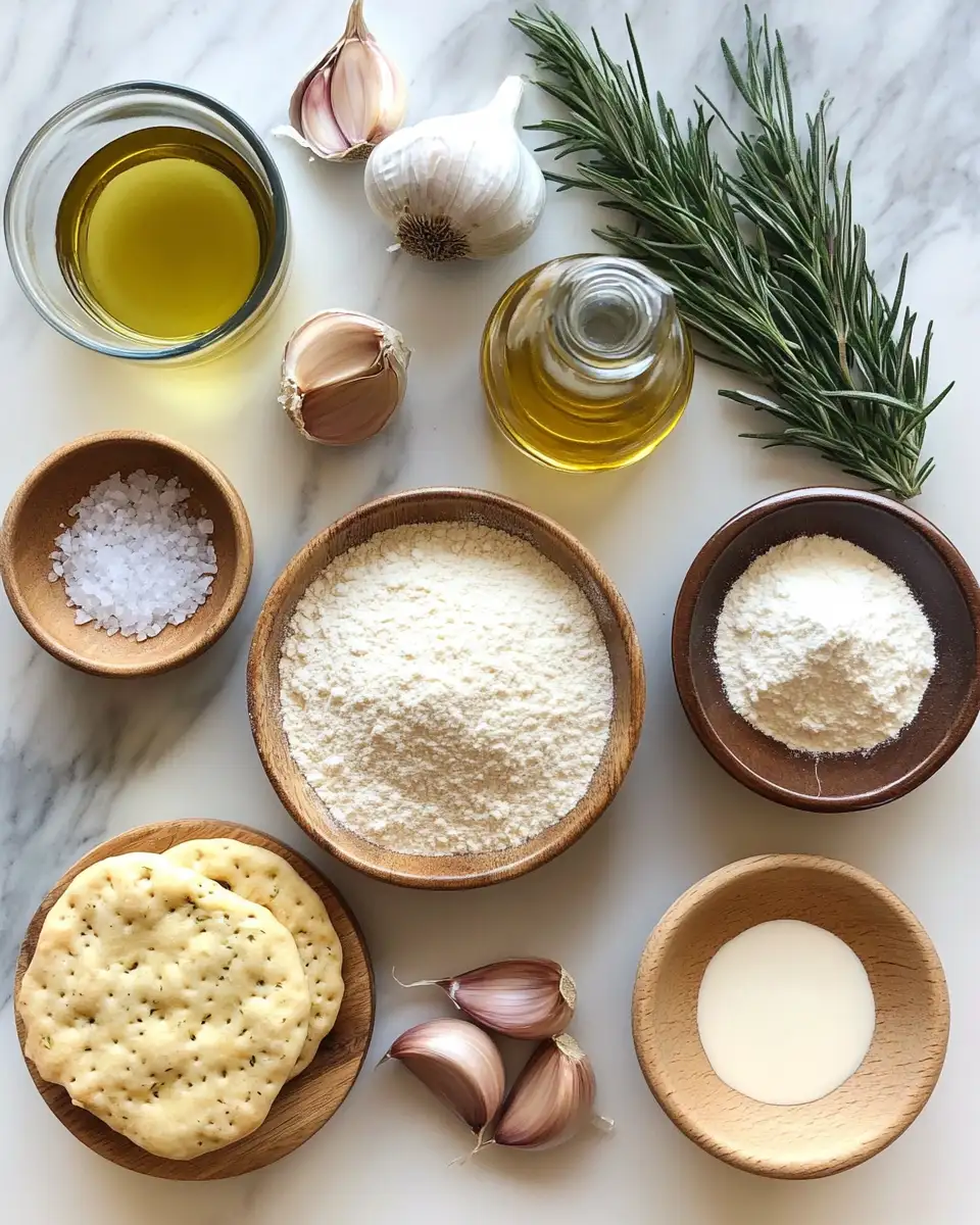 Ingredients for Golden Crust Garlic Rosemary Focaccia Muffins: Your New Favorite Bite