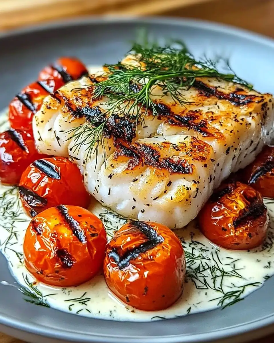 Savor the Flavor: Grilled Cod with Roasted Tomatoes & Creamy Dill Sauce - Featured Image