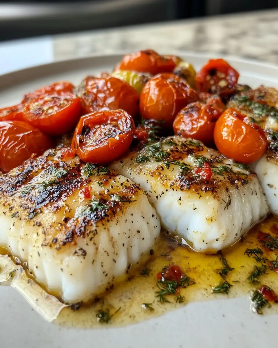 Savor the Flavor: Grilled Cod with Roasted Tomatoes & Creamy Dill Sauce 6 Final dish - Savor the Flavor: Grilled Cod with Roasted Tomatoes & Creamy Dill Sauce