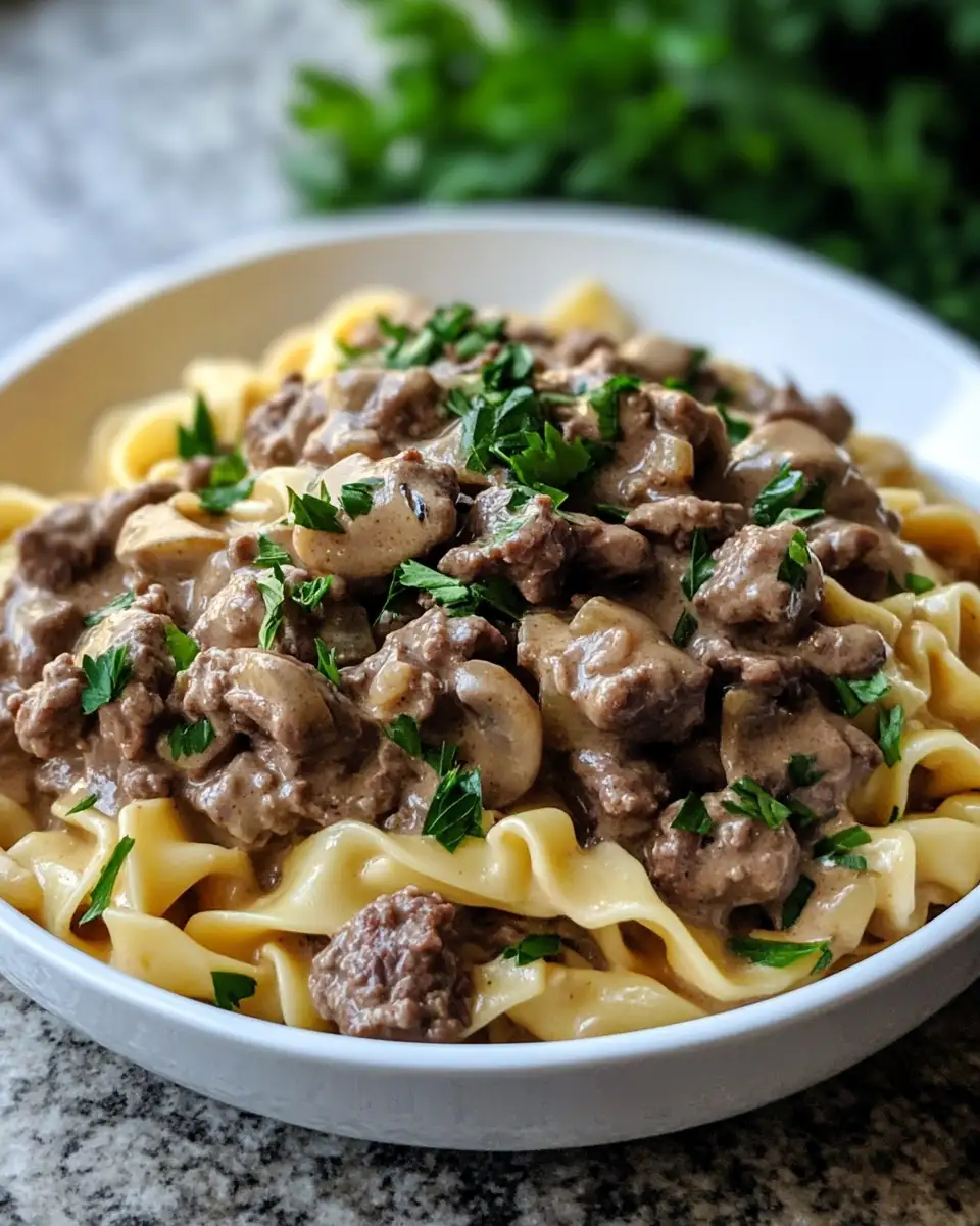 Final dish - Savor the Comfort: Irresistible Ground Beef Stroganoff Recipe