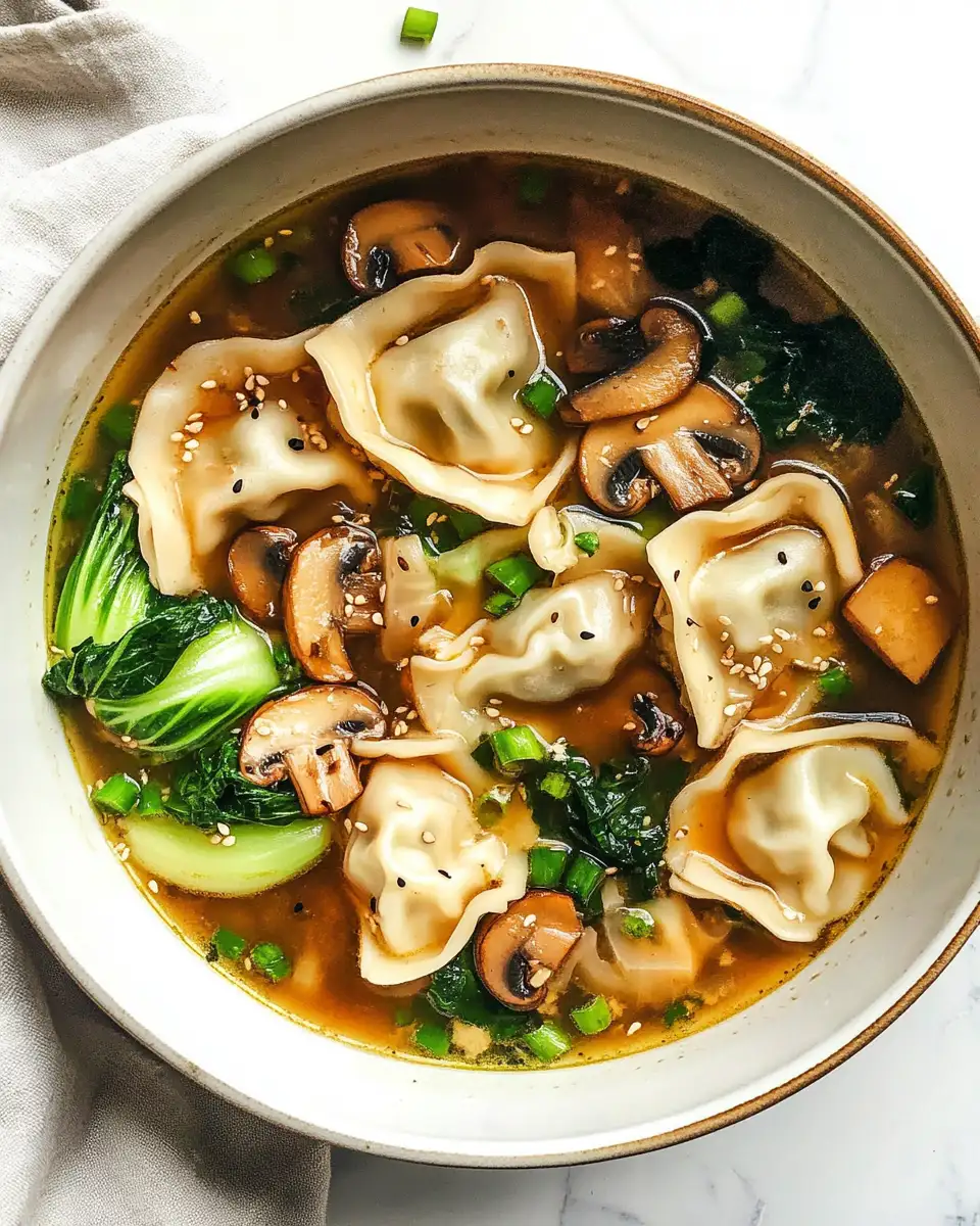 Warm Your Soul with Hearty Potsticker Soup Featuring Mushrooms & Bok Choy - Featured Image