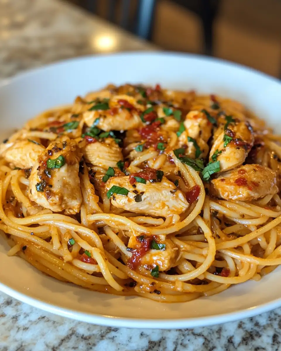 Savor the Heat with Irresistible Spicy Southern Chicken Spaghetti 4 Final dish - Savor the Heat with Irresistible Spicy Southern Chicken Spaghetti