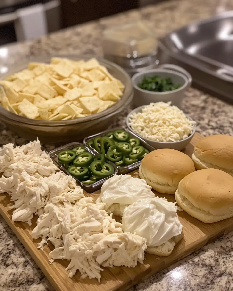 Spice Up Your Snack Game with Jalapeño Popper Chicken Alfredo Nacho Sliders 4 Ingredients for Spice Up Your Snack Game with Jalapeño Popper Chicken Alfredo Nacho Sliders