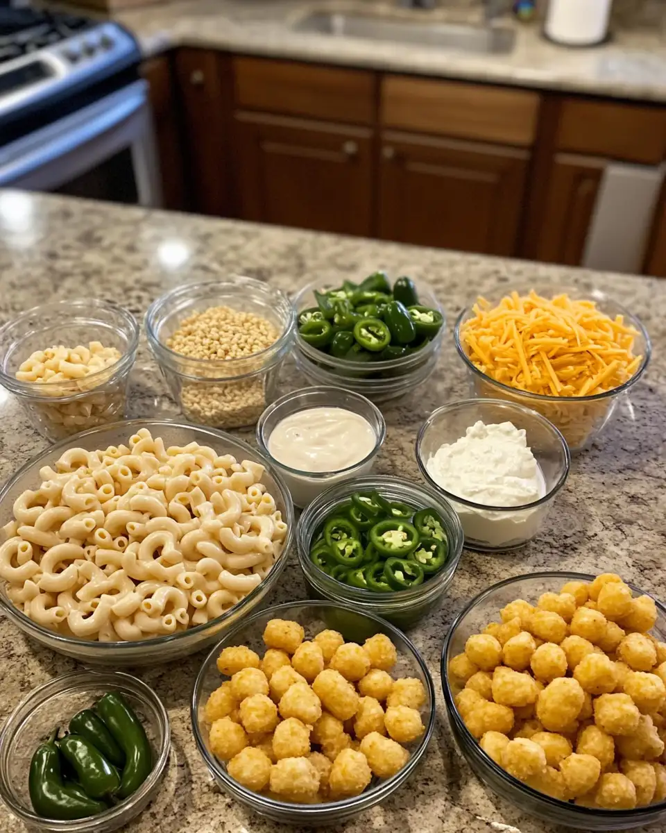 Jalapeño Ranch Chicken Mac Tater Tot Towers: A Spicy Twist on Comfort Food 4 Ingredients for Jalapeño Ranch Chicken Mac Tater Tot Towers: A Spicy Twist on Comfort Food