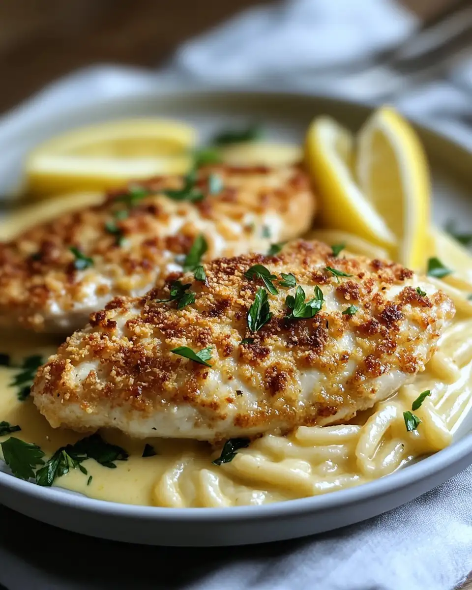 Zesty Lemon Pecorino Crusted Chicken with Dreamy Creamy Lemon Sauce - Featured Image