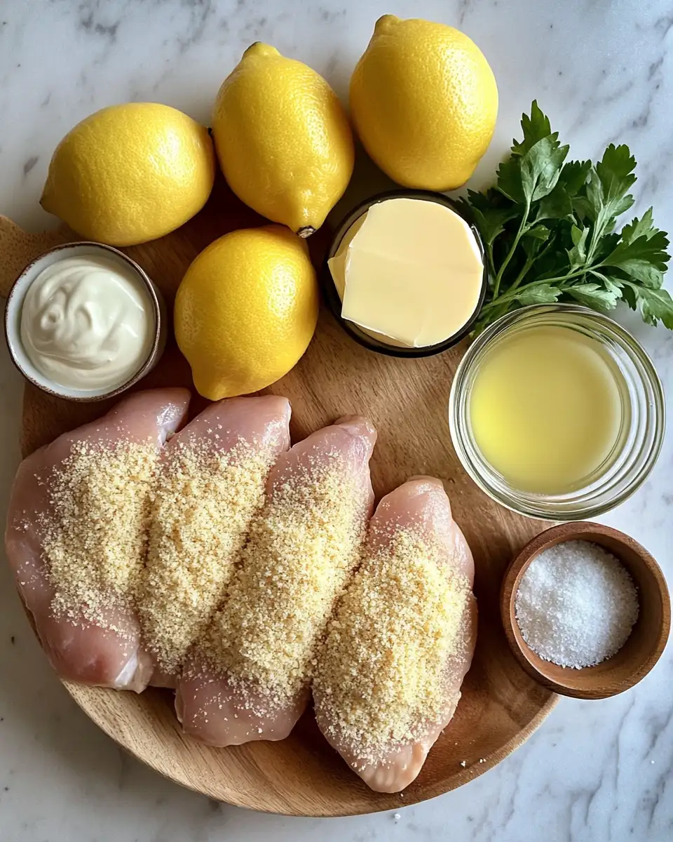 Zesty Lemon Pecorino Crusted Chicken with Dreamy Creamy Lemon Sauce 4 Ingredients for Zesty Lemon Pecorino Crusted Chicken with Dreamy Creamy Lemon Sauce