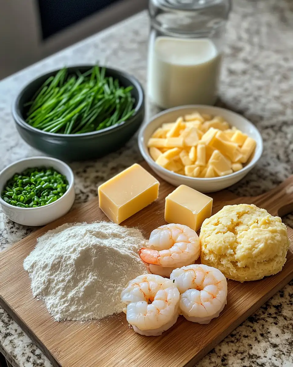 Ingredients for Exploding Flavors: Loaded Shrimp & Cheddar Cornbread Biscuit Bombs That Wow