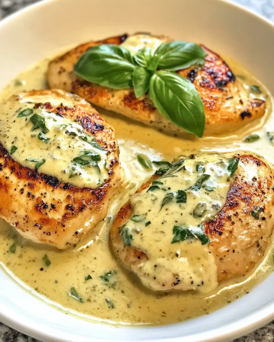 Melt-in-Your-Mouth Mozzarella Chicken in Basil Cream Sauce Delight - Featured Image