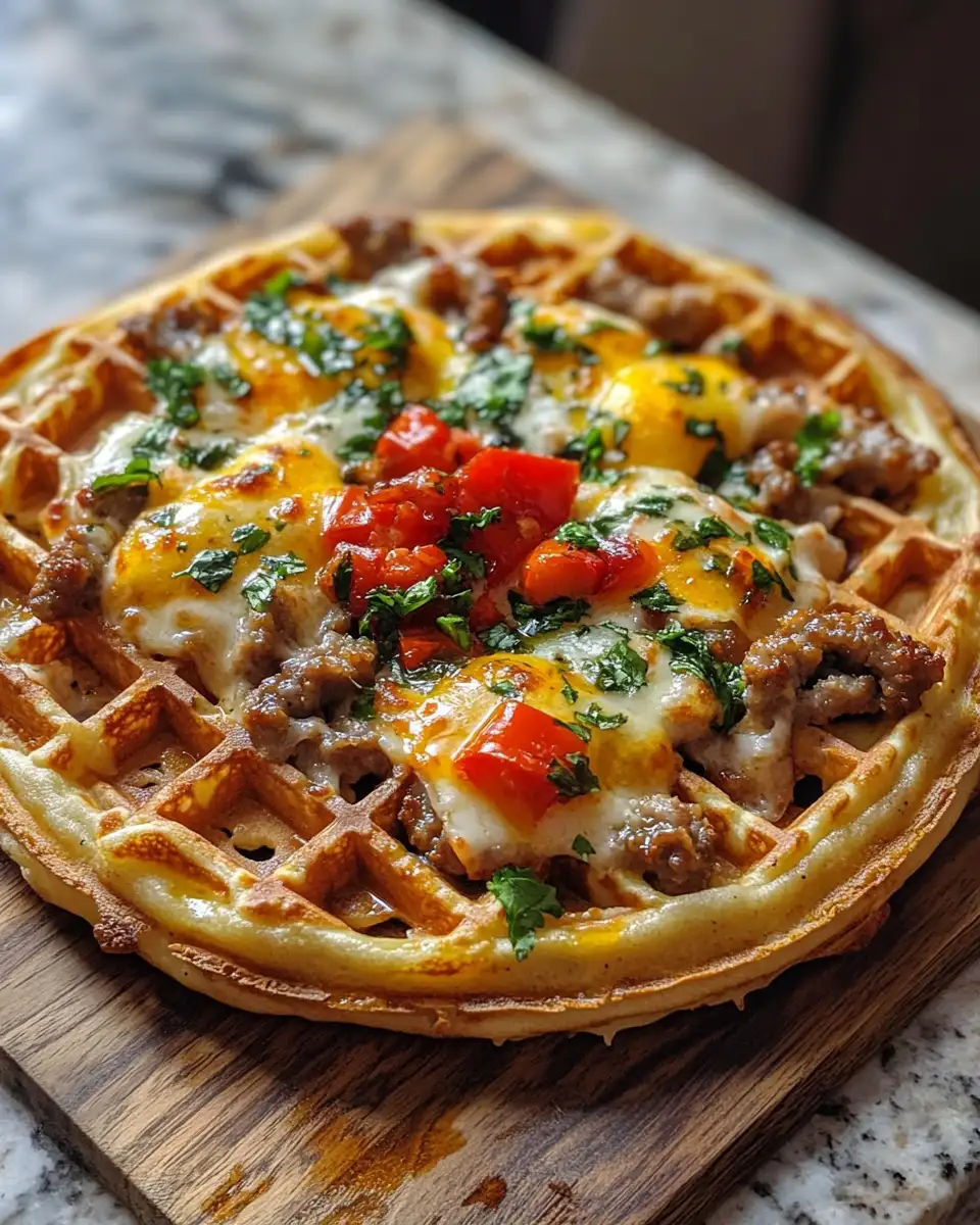 Smothered Cajun Crab & Sausage Waffle Pizza: A Southern Twist on Comfort Food Fusion - Featured Image