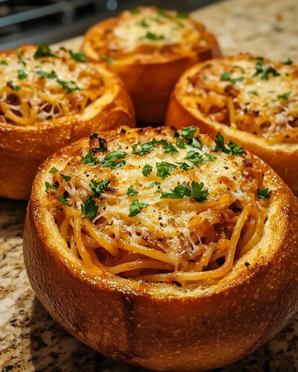 Deliciously Twisted: Spaghetti Garlic Bread Bowls to Wow Your Taste Buds 6 Final dish - Deliciously Twisted: Spaghetti Garlic Bread Bowls to Wow Your Taste Buds