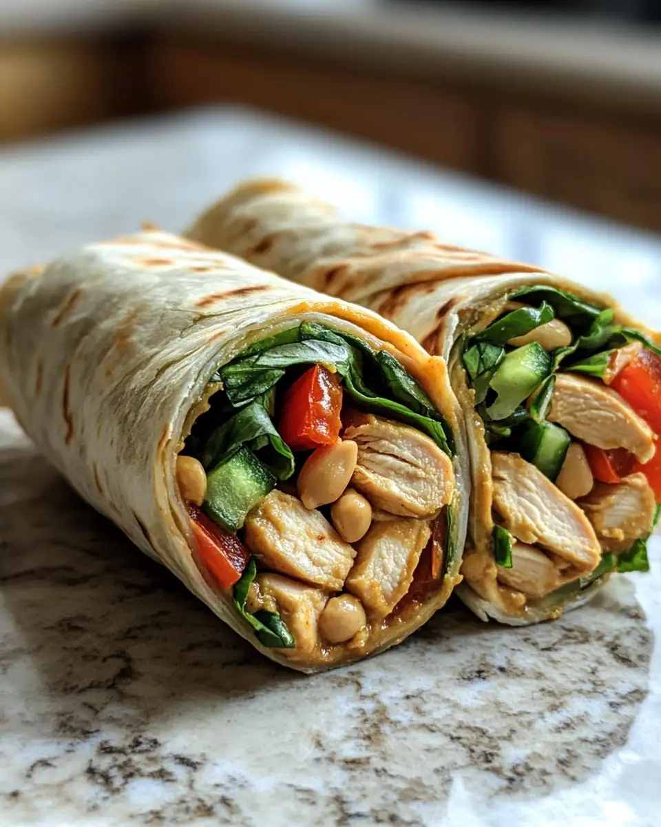 Final dish - Spice Up Your Lunch with Irresistible Thai Peanut Chicken Wraps