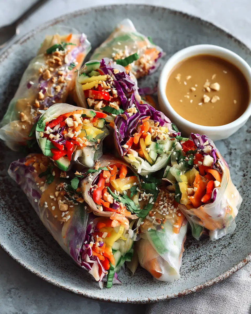Final dish - Crunchy Vegetable Spring Rolls with Irresistible Peanut Sauce