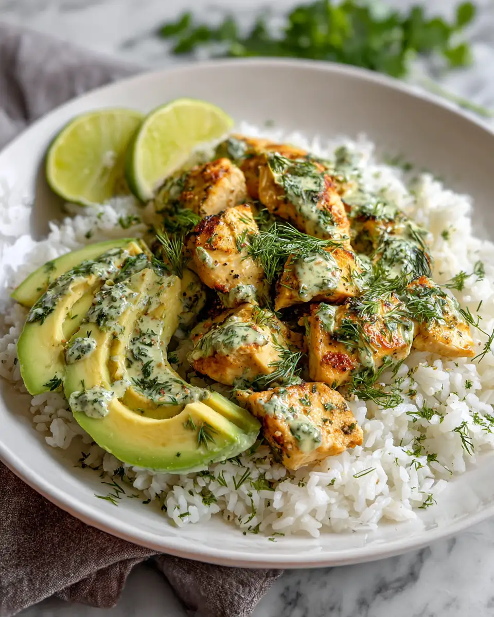 Zesty Cilantro Lime Chicken with Creamy Avocado and Fragrant Jasmine Rice Delight - Featured Image