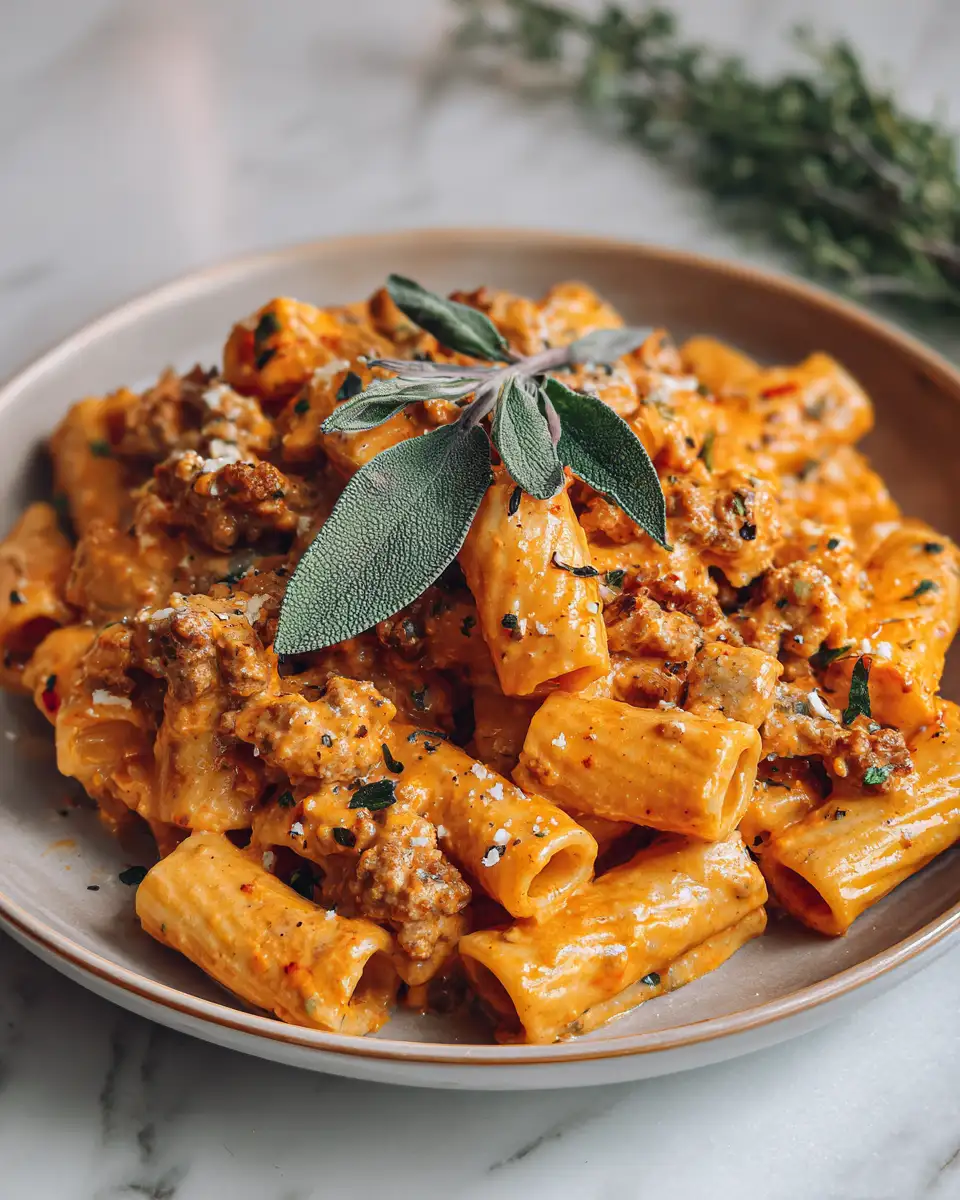 Indulge in Comfort: Creamy Sausage Rigatoni Delight 6 Final dish - Indulge in Comfort: Creamy Sausage Rigatoni Delight