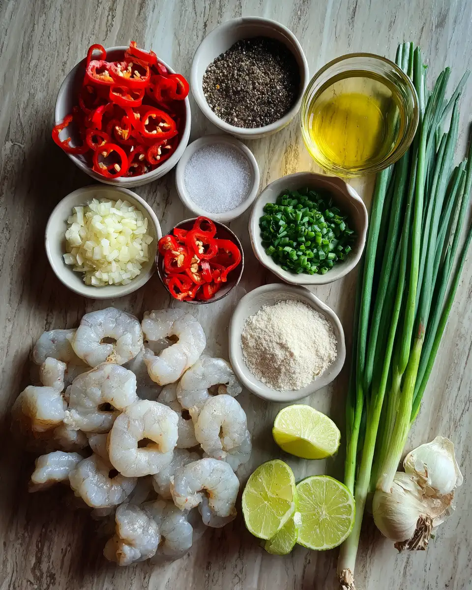 Irresistibly Crispy Chinese Salt & Pepper Prawns That Will Wow Your Taste Buds 4 Ingredients for Irresistibly Crispy Chinese Salt & Pepper Prawns That Will Wow Your Taste Buds