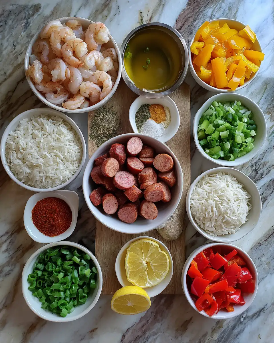 Savor the Flavor: Shrimp Sausage Rice Delight 4 Ingredients for Savor the Flavor: Shrimp Sausage Rice Delight