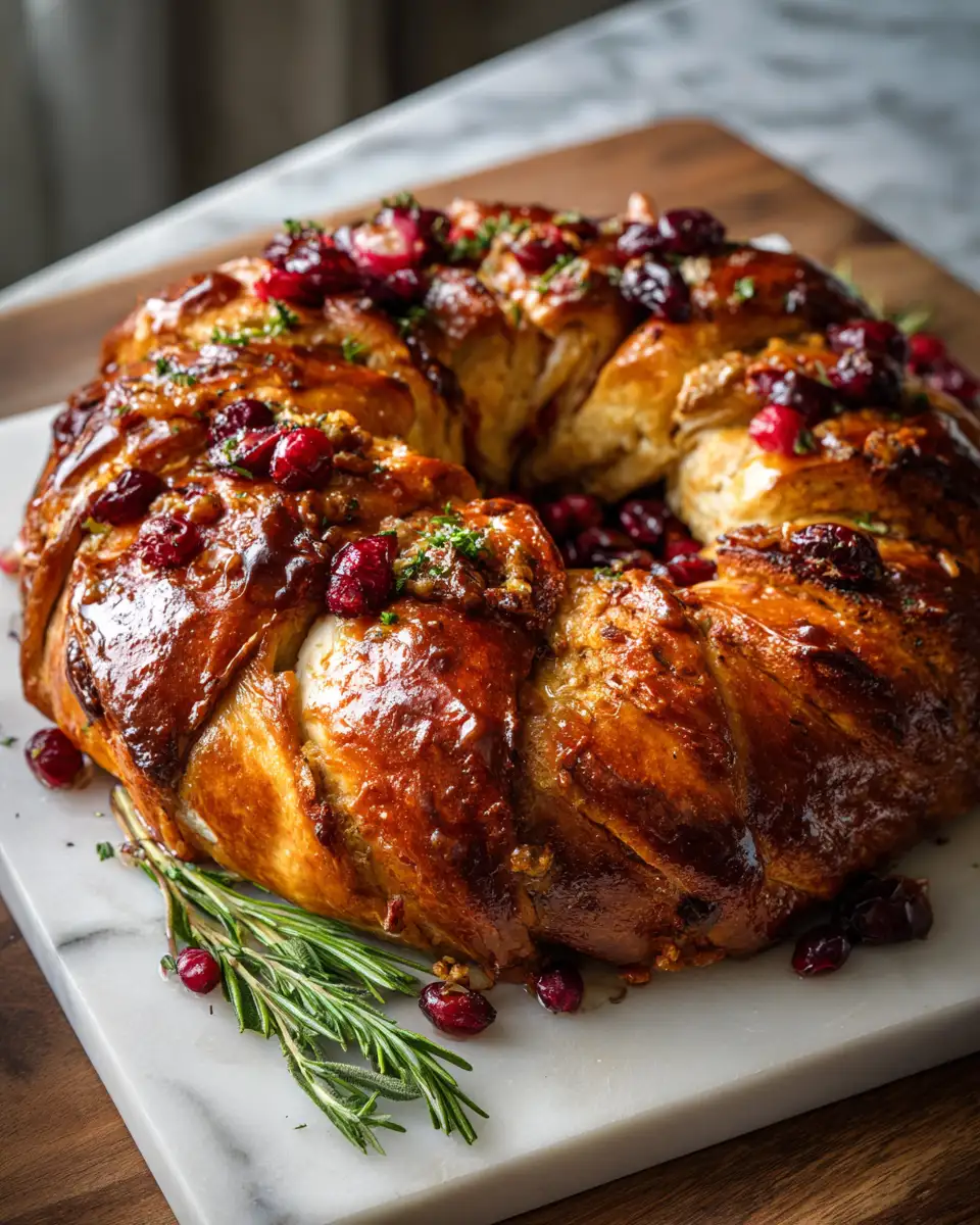 Final dish - Irresistible Turkey and Cranberry Crescent Ring: A Festive Feast to Savor