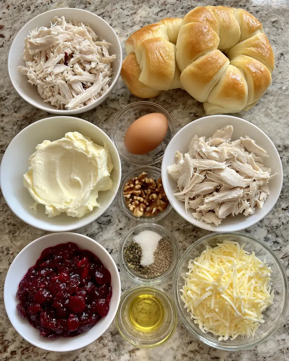Ingredients for Irresistible Turkey and Cranberry Crescent Ring: A Festive Feast to Savor