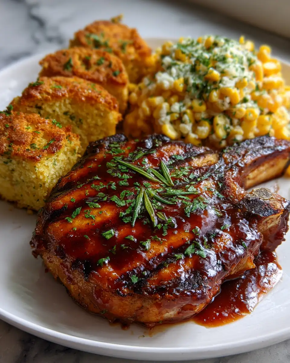 Final dish - Sizzle and Savory: BBQ Pork Chop and Cornbread Skillet Perfection