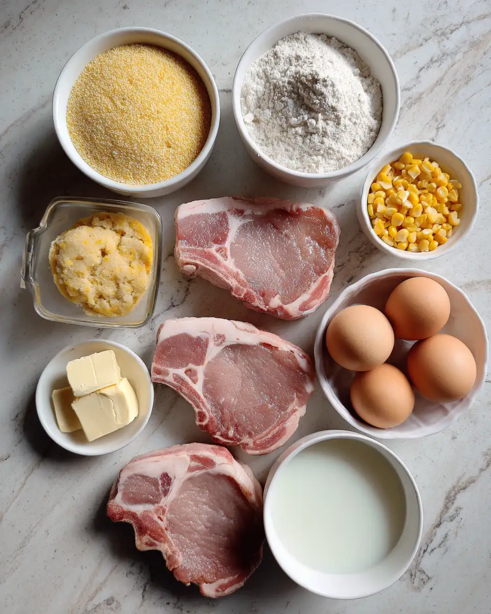 Ingredients for Sizzle and Savory: BBQ Pork Chop and Cornbread Skillet Perfection