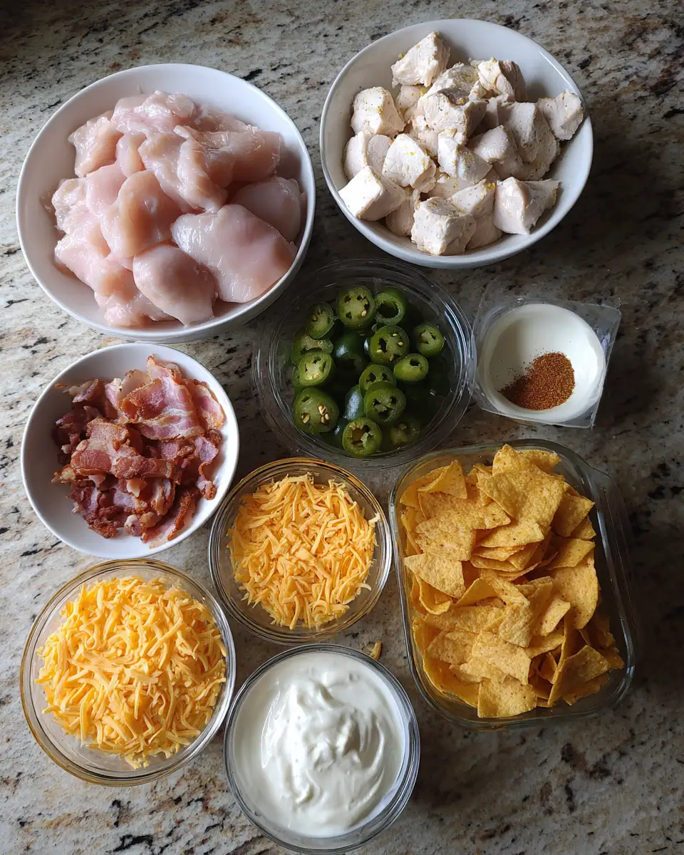 Irresistible Cheesy Jalapeño Popper Chicken Casserole Explosion 4 Ingredients for Irresistible Cheesy Jalapeño Popper Chicken Casserole Explosion