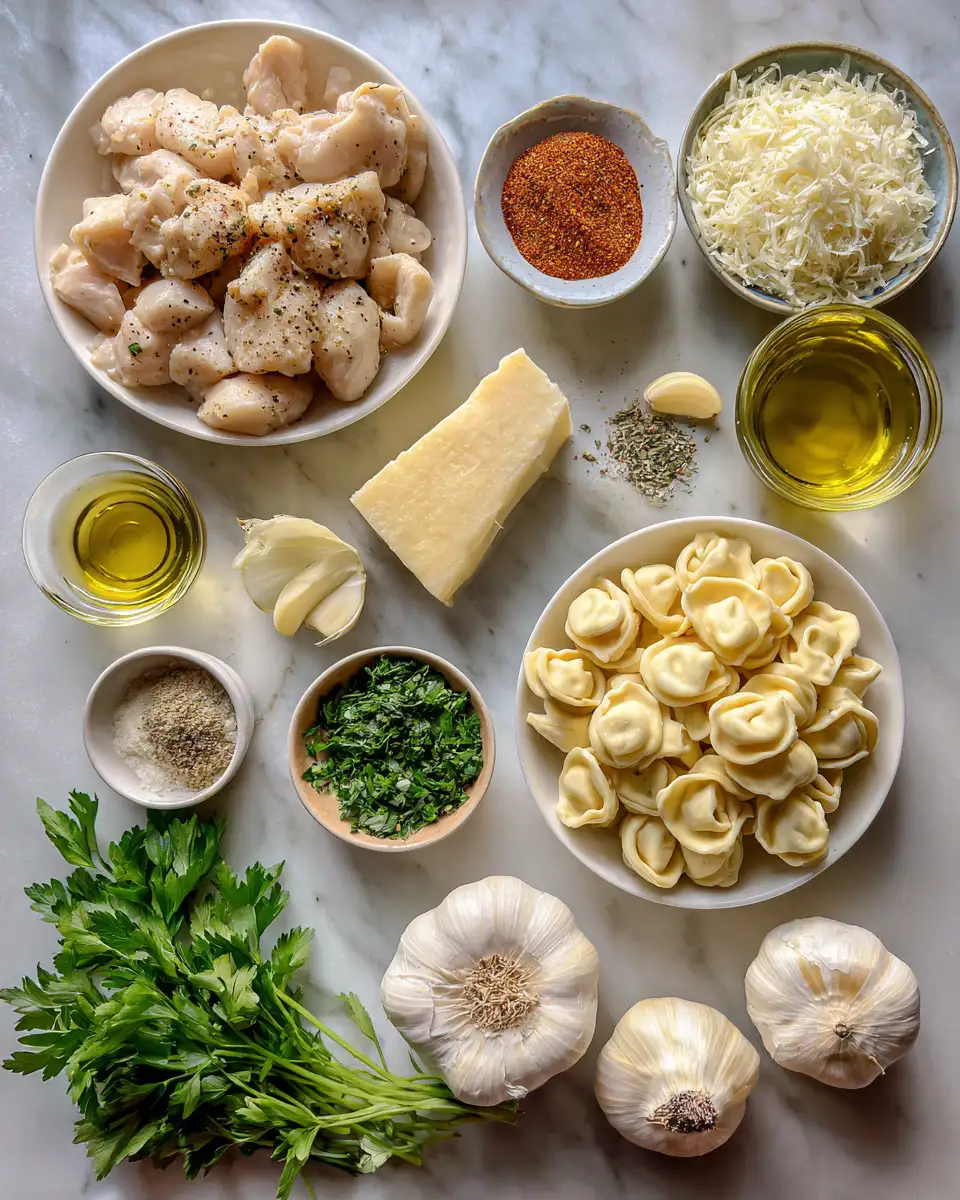 Ingredients for Saddle Up for Flavor: Cowboy Butter Garlic Chicken Tortellini Extravaganza