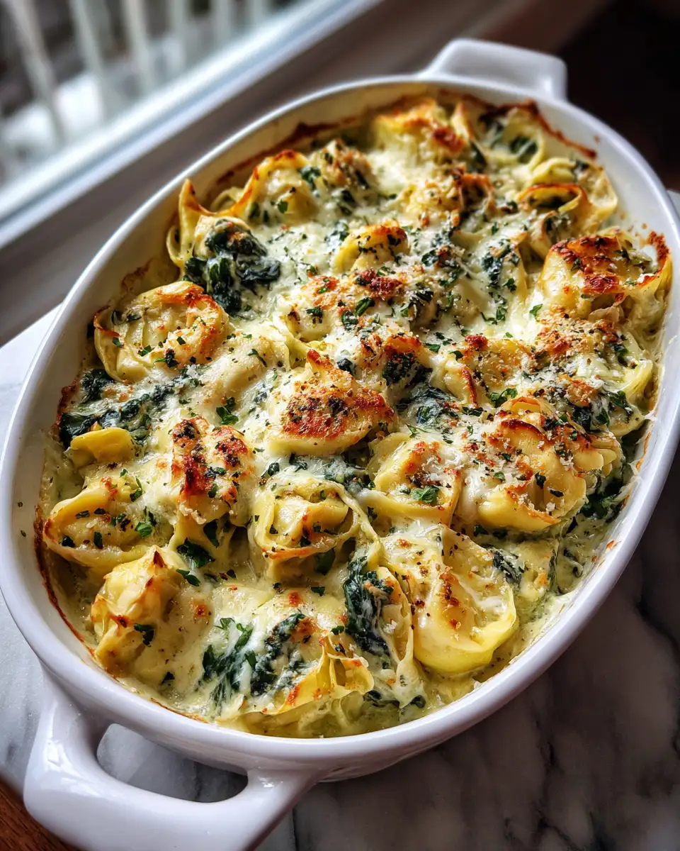 Irresistibly Creamy Spinach Artichoke Tortellini Bake Delight - Featured Image