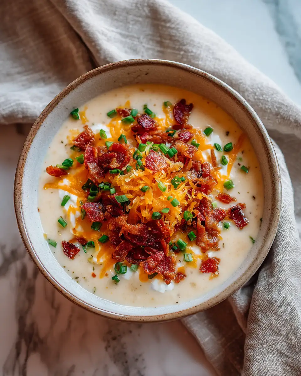 Ultimate Comfort in a Bowl Crockpot Loaded Baked Potato Soup Recipe - Featured Image