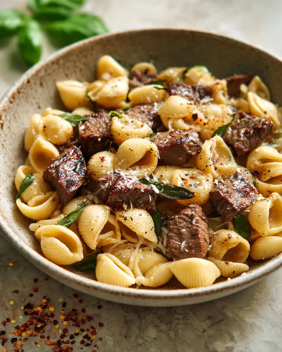 Sizzling Garlic Butter Steak Bites Meet Dreamy Shell Pasta - Featured Image