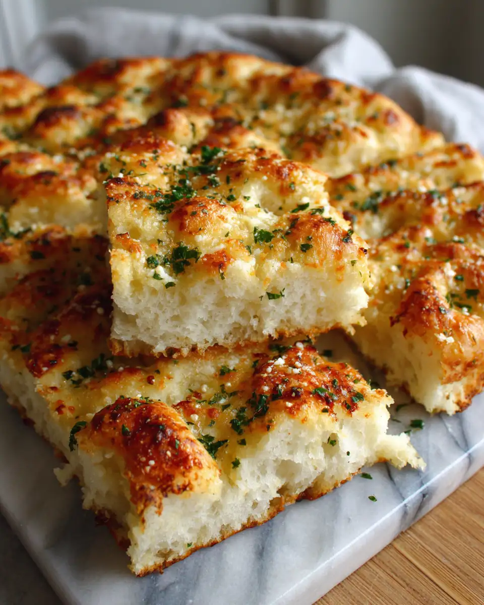 Final dish - Irresistibly Fluffy Garlic Parmesan Focaccia Bread Delight