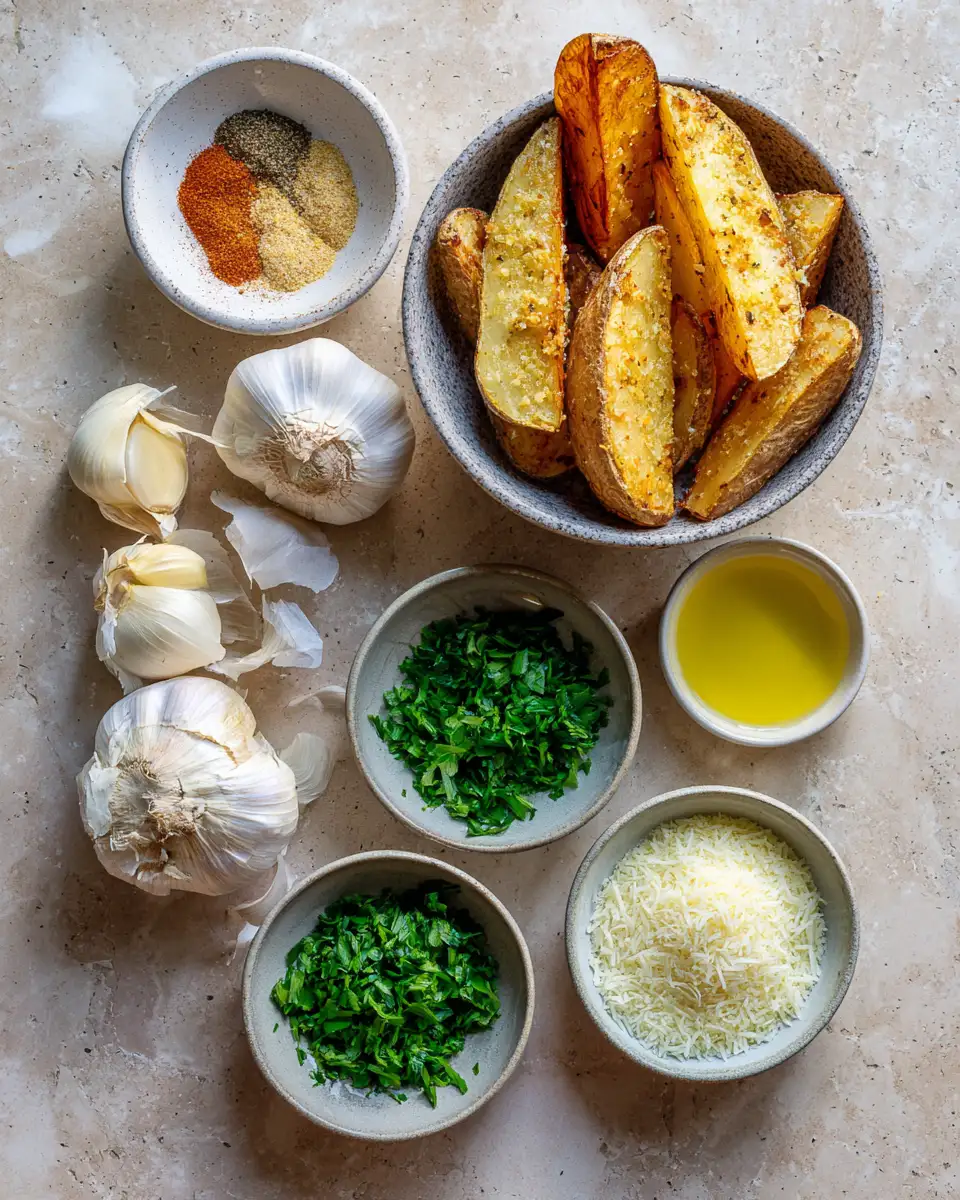 Ingredients for Crispy Perfection: Garlic Parmesan Potato Wedges That Will Elevate Your Snack Game