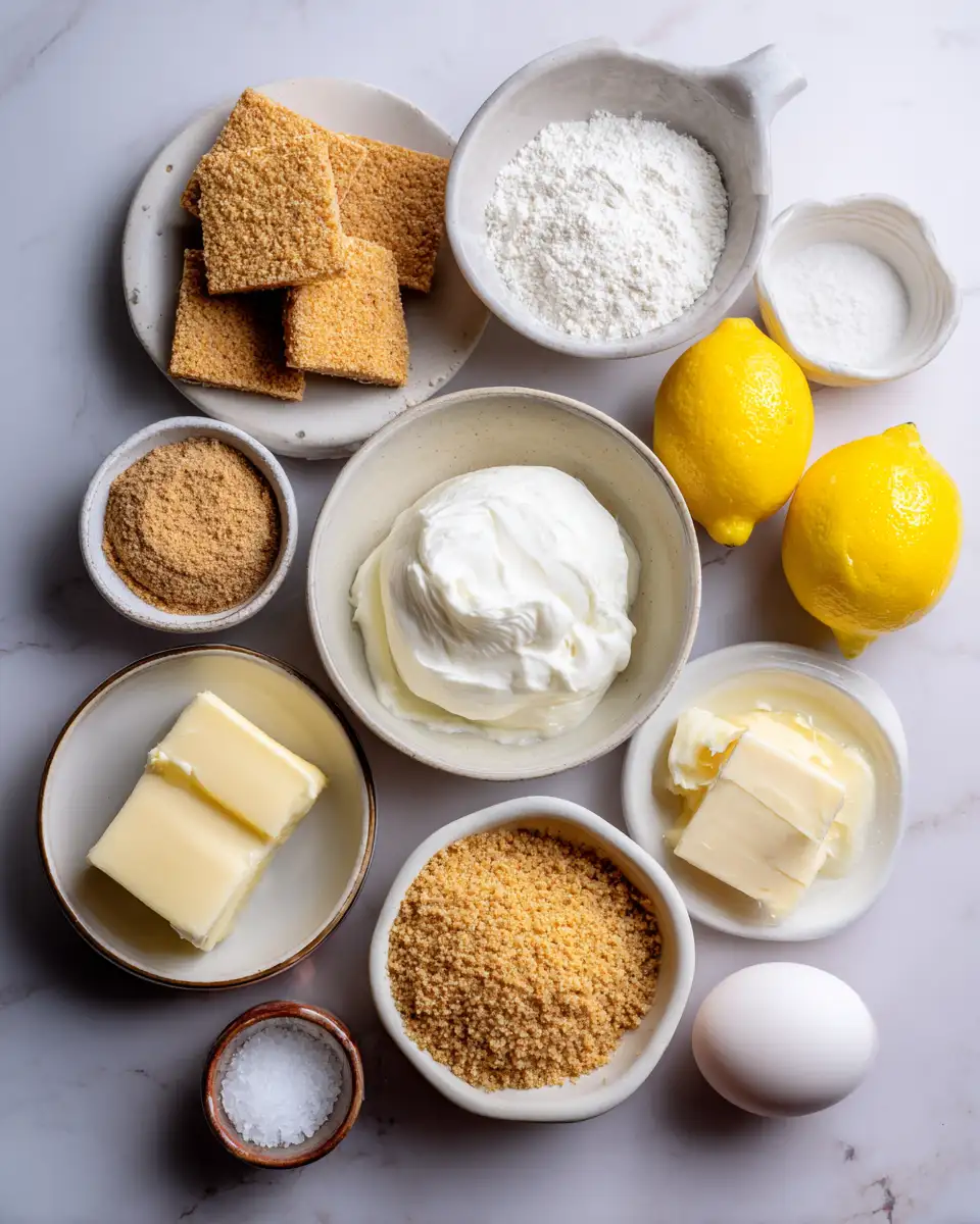 Ingredients for Zesty Delight: Irresistible Lemon Cheesecake Squares