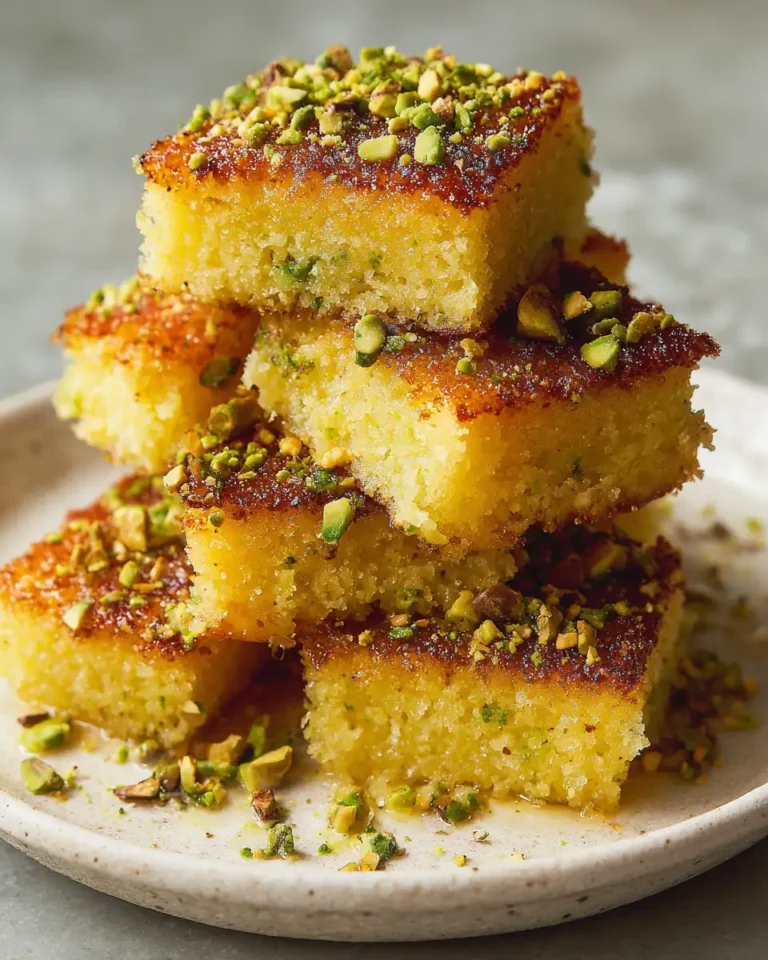 Saffron Pistachio Basbousa: A Sweet Twist on a Classic Delight - Featured Image