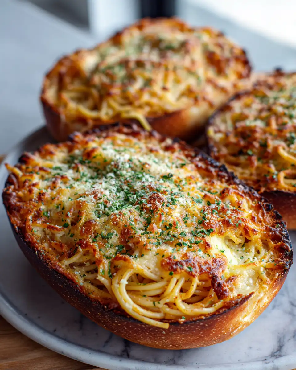 Final dish - Savor the Ultimate Comfort with Spaghetti Garlic Bread Bowls