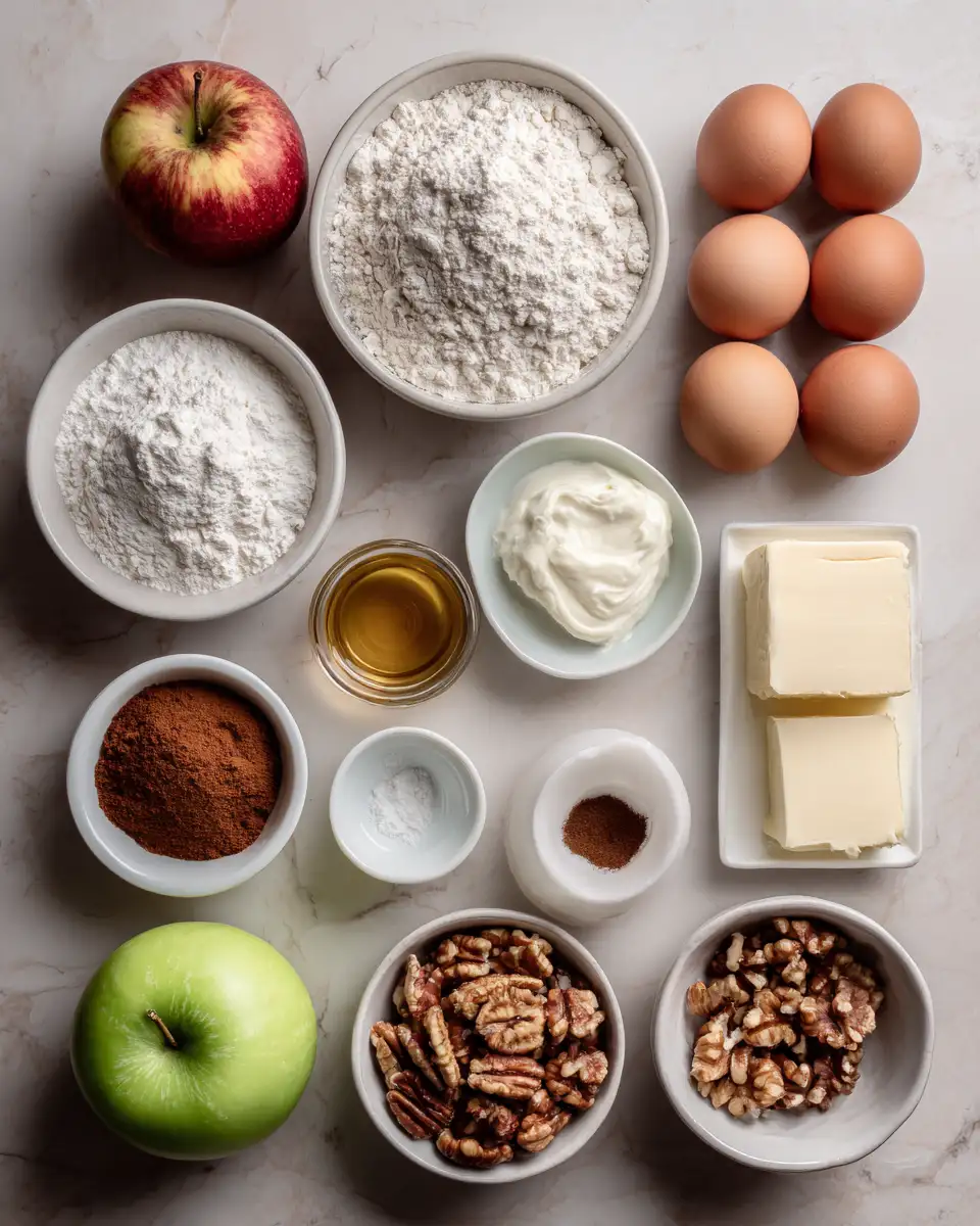 Ingredients for Delight in Every Bite: Apple Cake with Cream Cheese Frosting