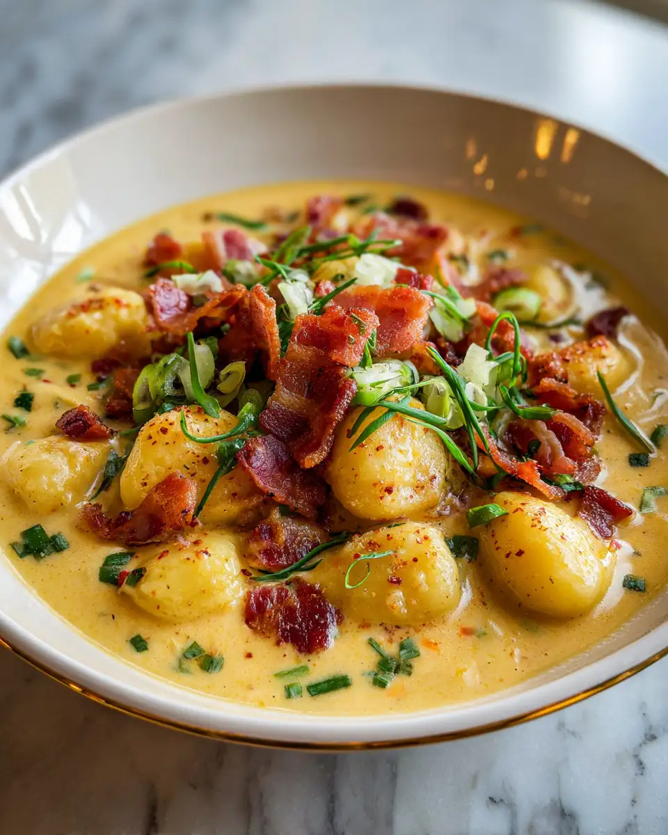 Creamy Bacon Cheddar Gnocchi Soup That Will Warm Your Soul 6 Final dish - Creamy Bacon Cheddar Gnocchi Soup That Will Warm Your Soul