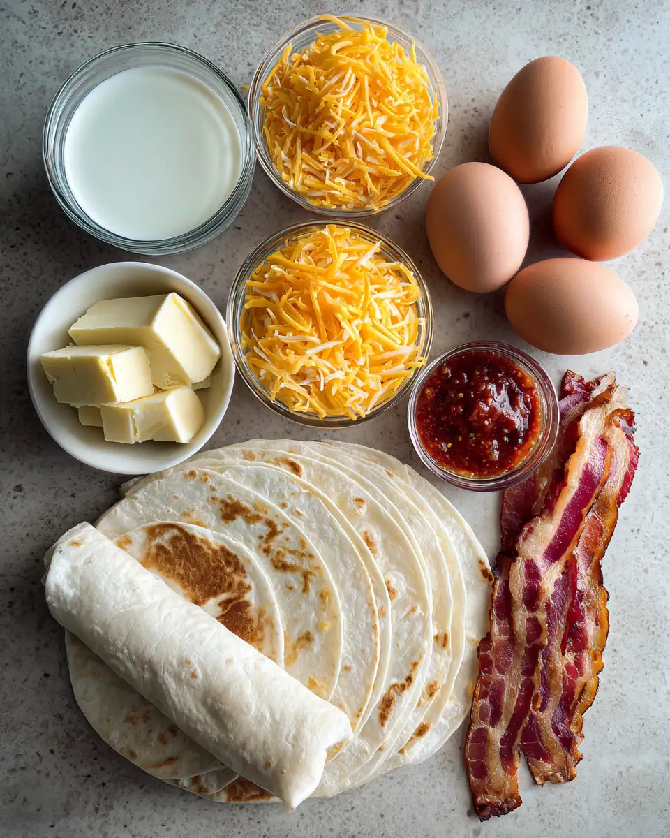 Sizzling Mornings: Unwrap the Magic of Bacon Egg and Cheese Burritos 4 Ingredients for Sizzling Mornings: Unwrap the Magic of Bacon Egg and Cheese Burritos
